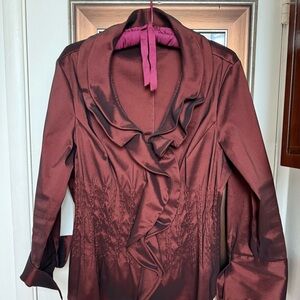 Samuel Dong Deep Red Ruffled Top